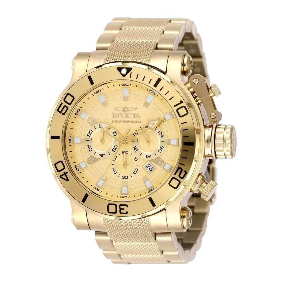 Invicta 50231 Quartz Watch Gold Dial Stainless Steel 52mm Men - Dial: Gold, Band: Gold