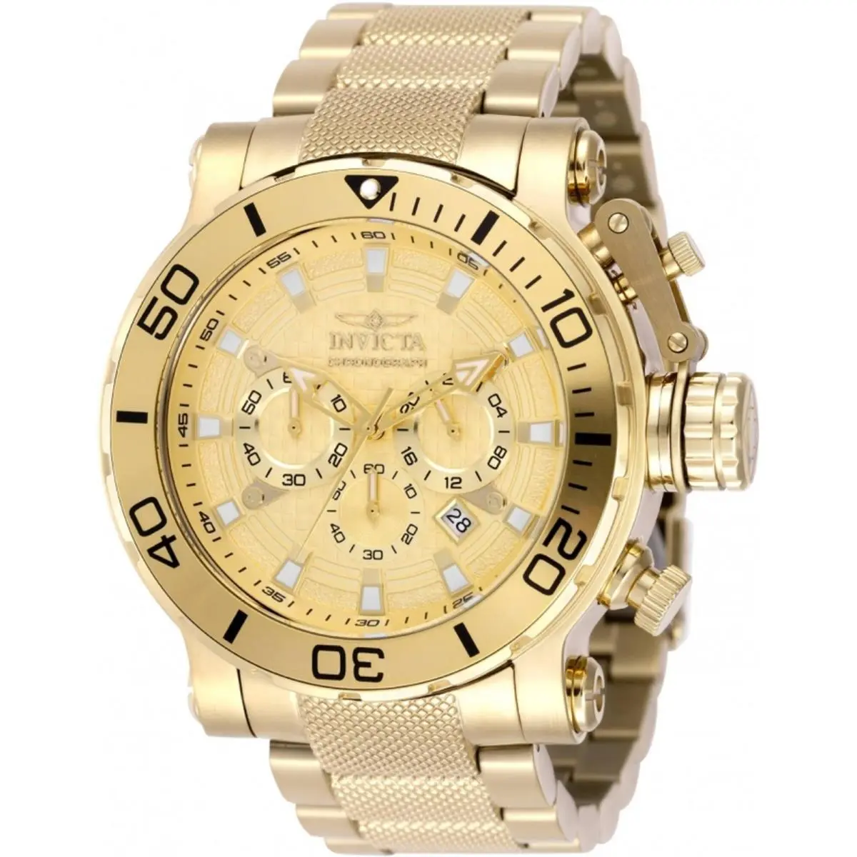 Invicta Men`s Watch Coalition Forces Rotating Bezel Gold Dial Bracelet 50231 - Dial: Gold, Band: Yellow