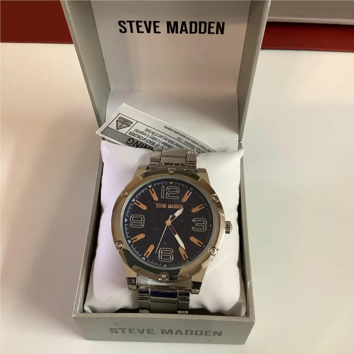 Steve Madden Men`s Dark Blue Face Watch In Box