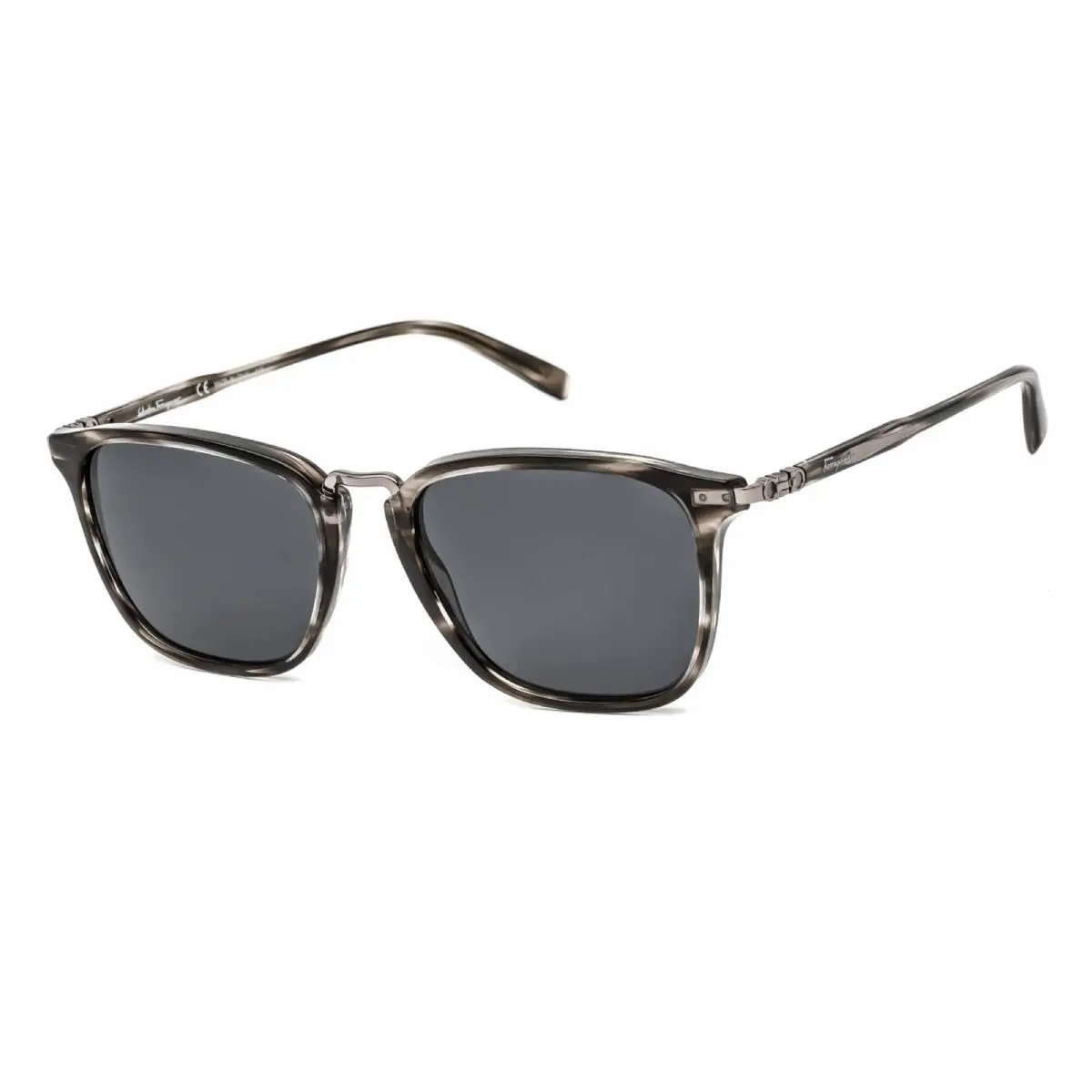 Men`s Sunglasses Striped Grey Rectangular Frame SF910S 003 by Salvatore Ferragamo