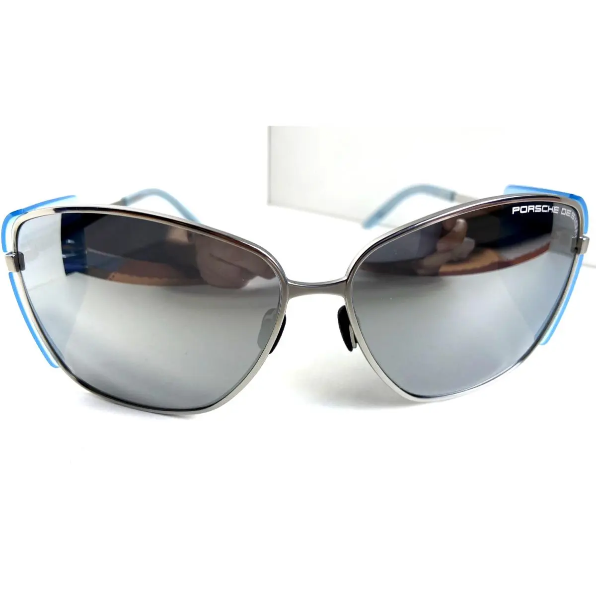 Design P 8599 P8599 B Blue Titanium Mirrored Women`s Sunglasses by Porsche