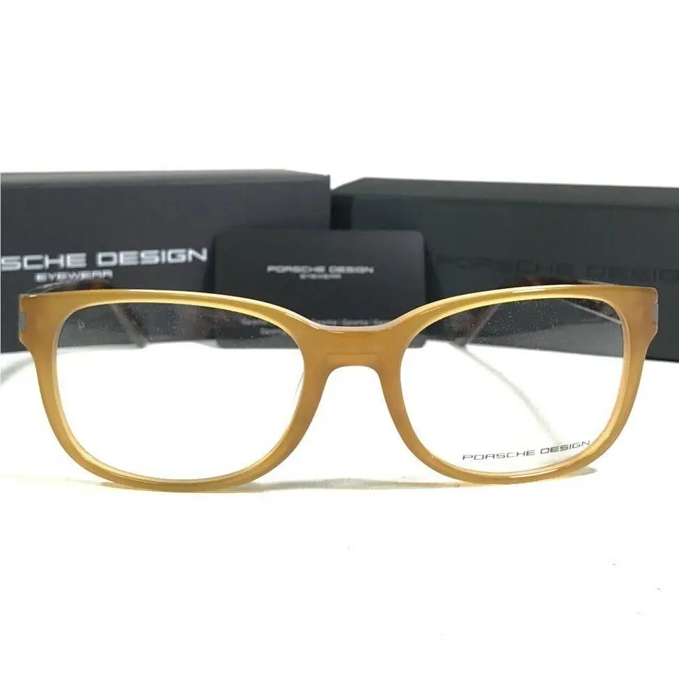 Design Eyeglasses Frames P8250 B Yellow Amber Brown Horn 55-19-140 by Porsche