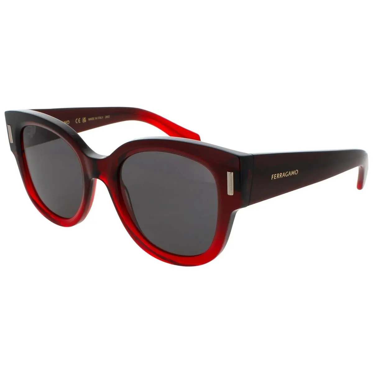 Ferragamo SF2007S 615 Dark Red Gradient Sunglasses with Grey Lenses
