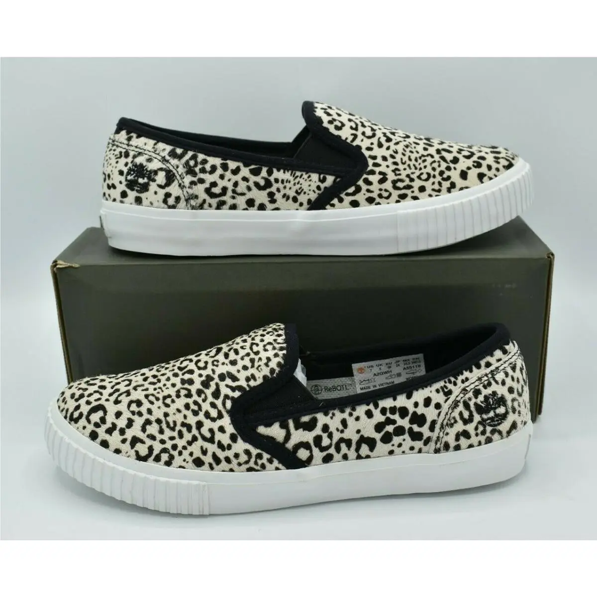 Timberland Womens Size 7 M Slip On Skyla Bay Leather Leopard Casual Shoes