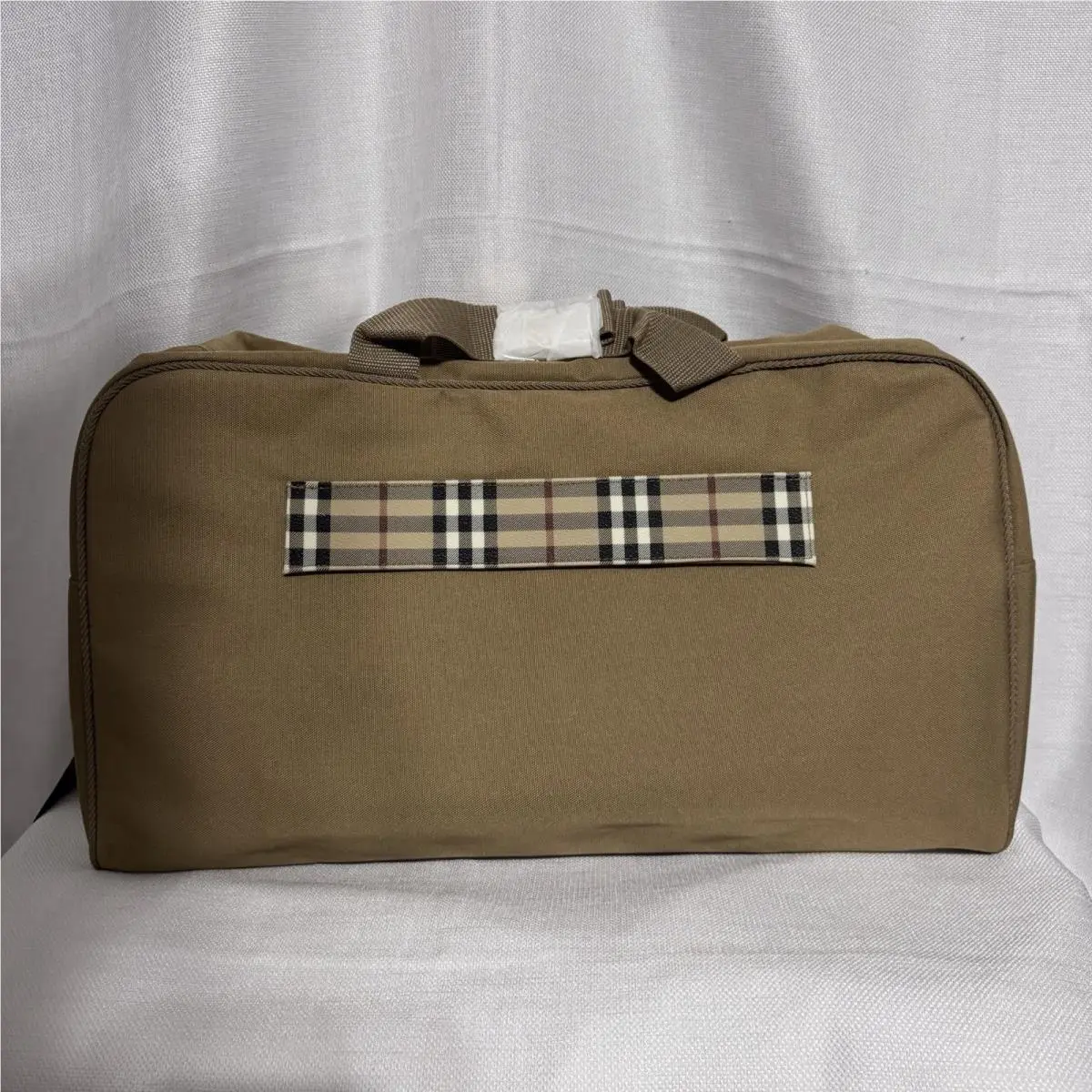 Burberry The Tottenham Traveler Beige Canvas Duffle Size 19”W X 10”H X 9”D