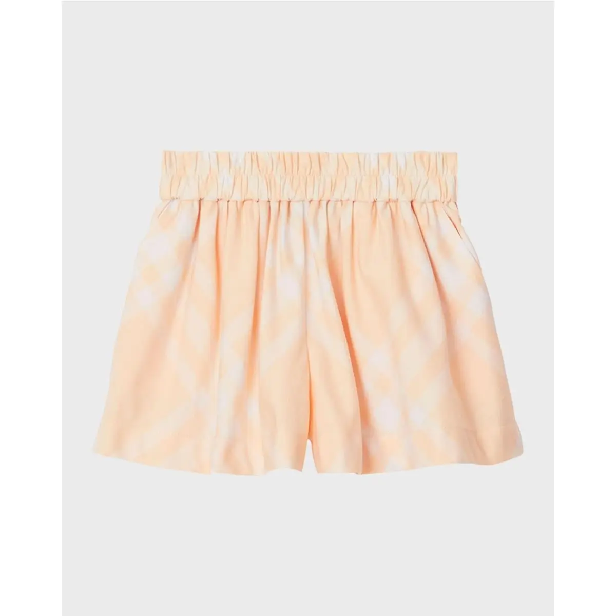 Wide-leg Check Shorts Girls` 10Y Pastel Peach Elastic Waistband Pull On by Burberry