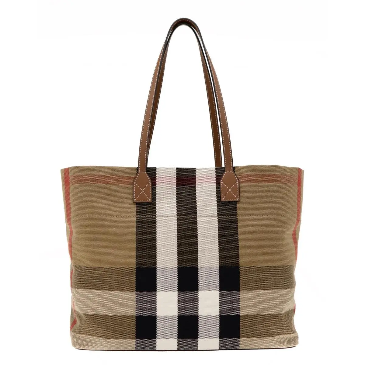 Burberry London Tote Check Taupe Brown Canvas