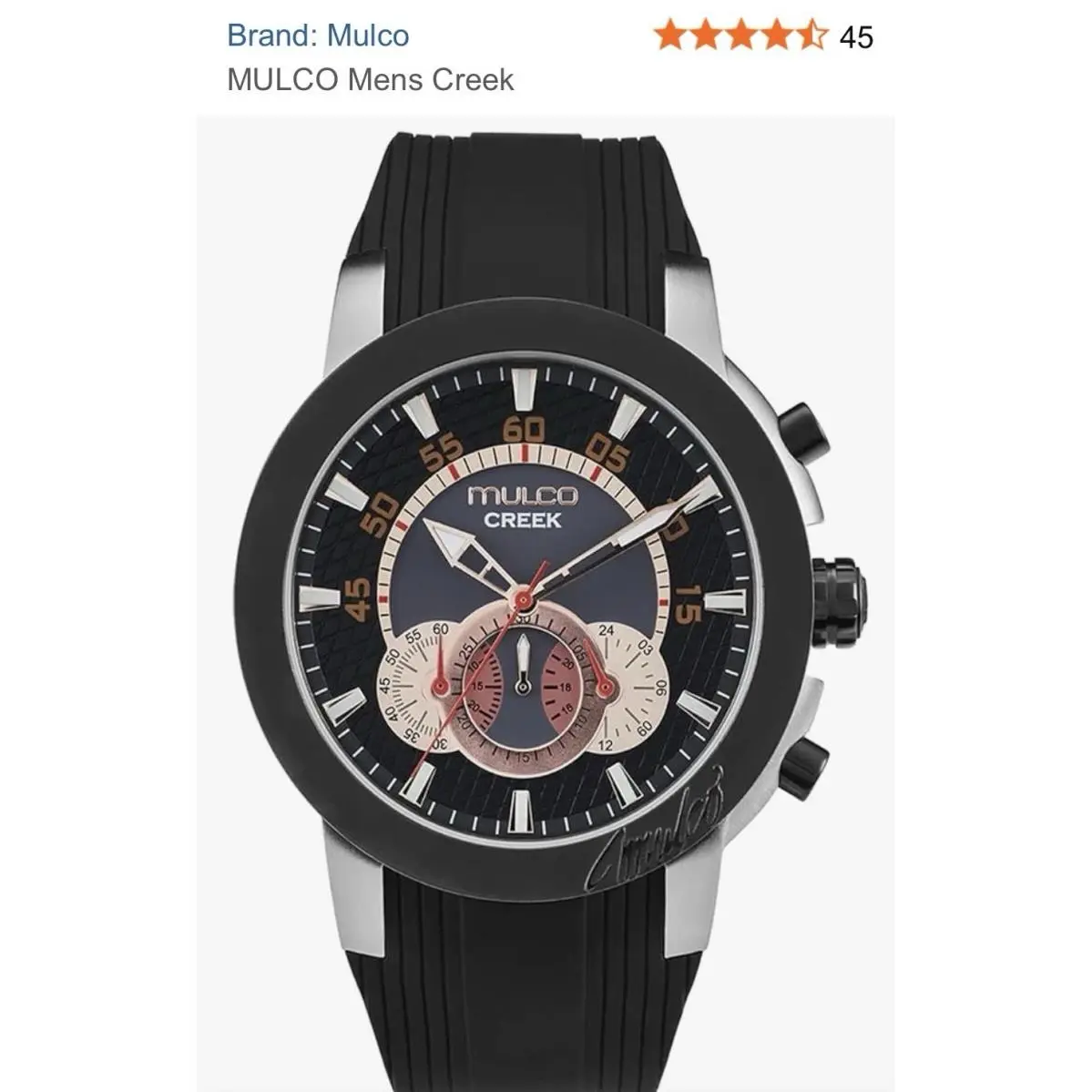 Mens Creek Watch Black Rubber Band MW3-22803-023 by Mulco