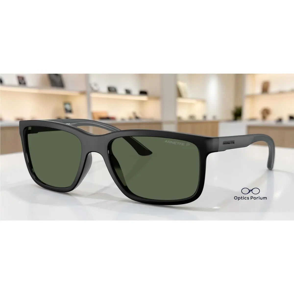 AN4359 29919A Headlight Black Matte Green Polarized 57mm Mens Sunglasses by Arnette