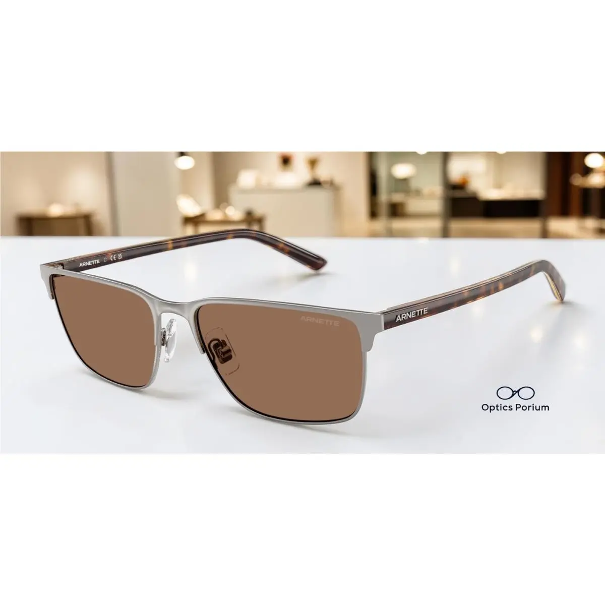 AN3094 738 73 Hampere Brushed Gunmetal Dark Brown 58 mm Men`s Sunglasses by Arnette