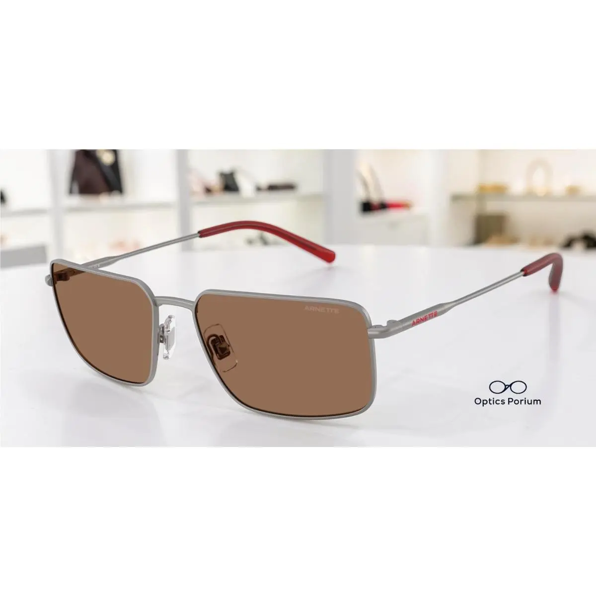 AN3095 745 73 Matte Gunmetal Dark Brown 58 mm Men`s Sunglasses by Arnette