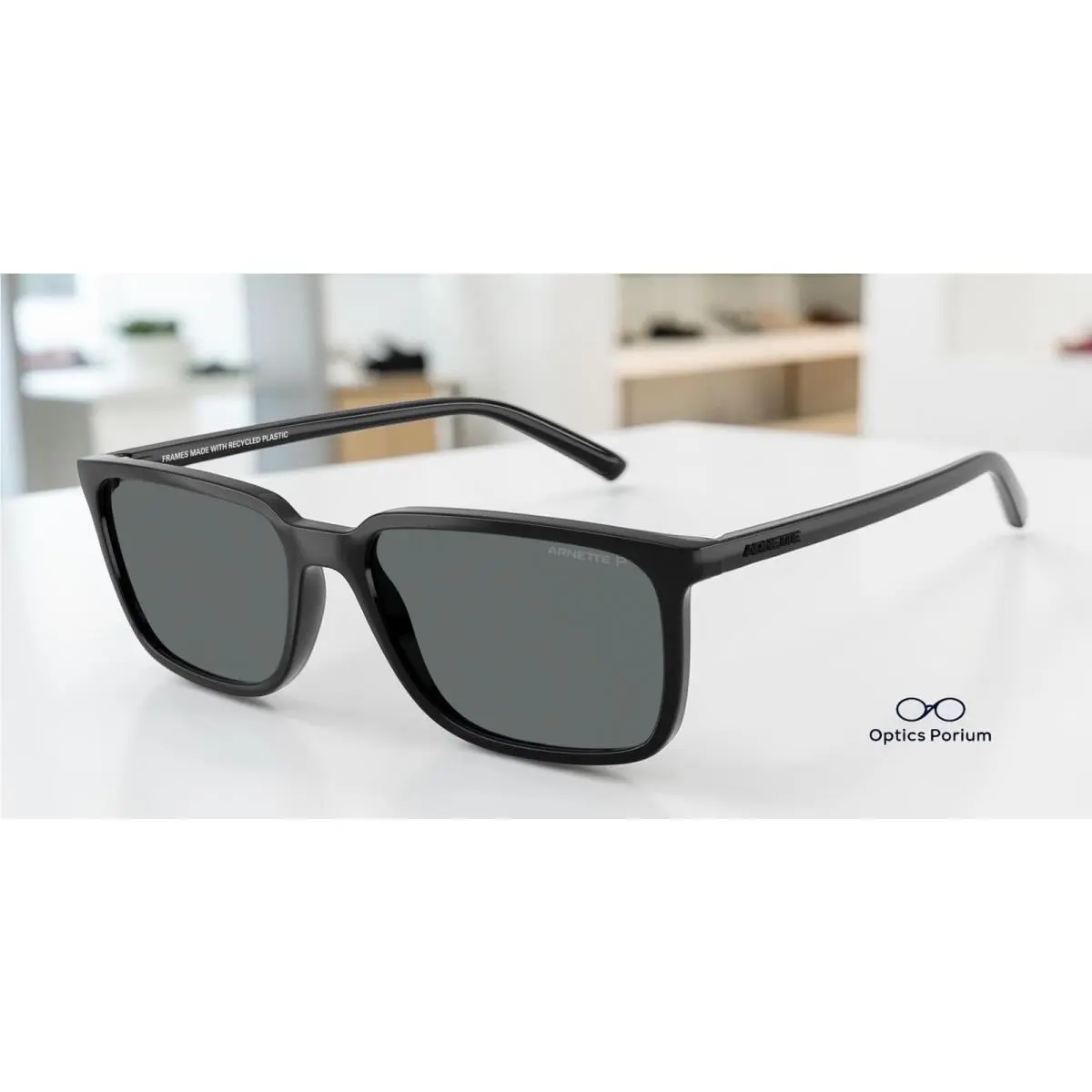 AN4364 290081 Dinsky Black Dark Grey Polarized 57 mm Men`s Sunglasses by Arnette