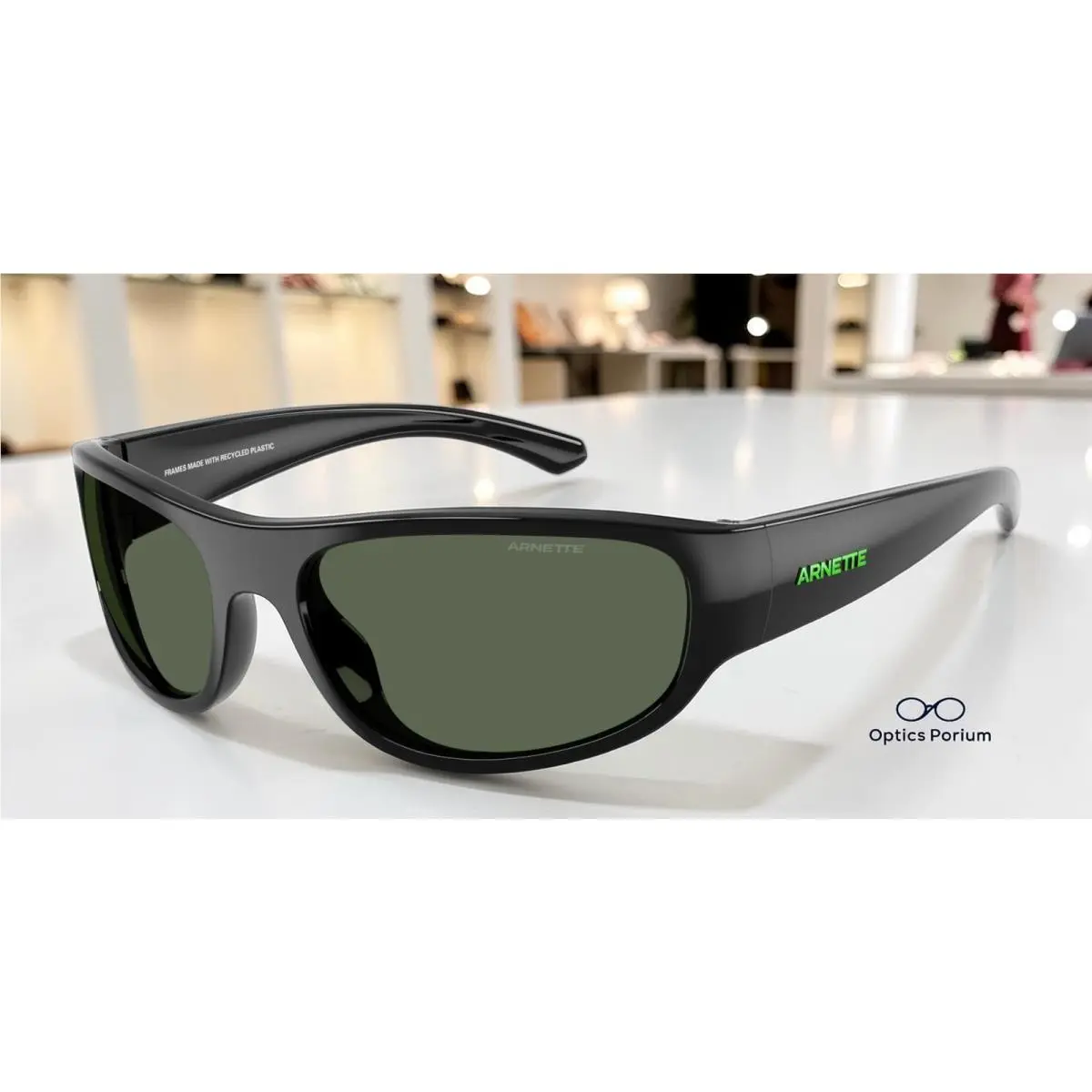 AN4361 290071 Gondo Recycled Black Dark Green 61 mm Men`s Sunglasses by Arnette