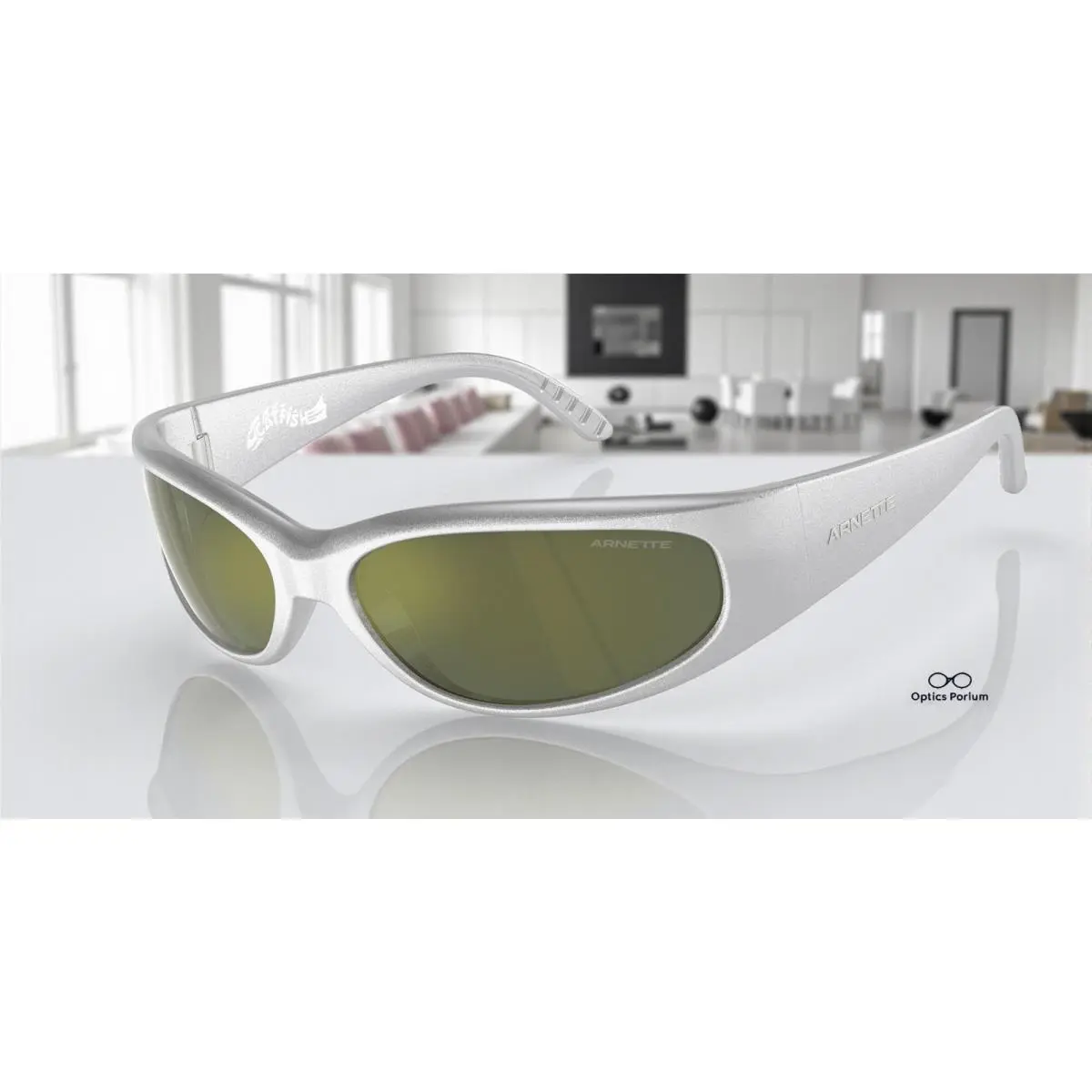 AN4302 28676R Catfish Metallic Silver Dk Green Mir 62 m Men`s Sunglasses by Arnette