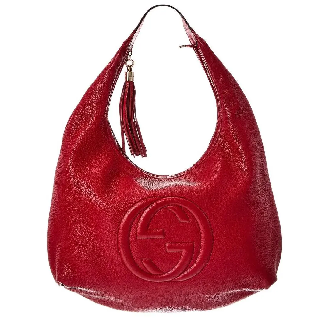 Red Lambskin Soho Hobo Bag Pre-loved Women`s by Gucci