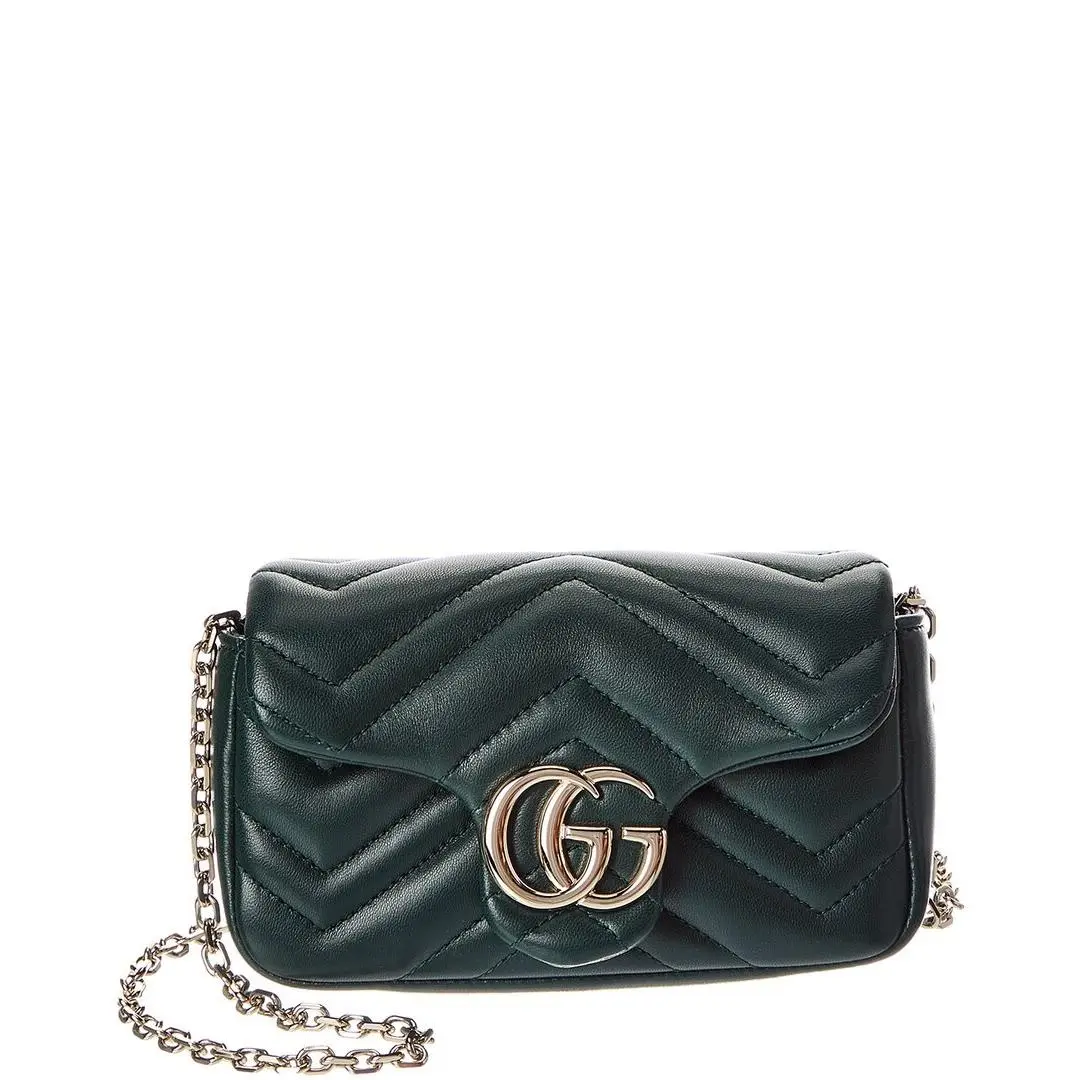 Gg Marmont Mini Leather Shoulder Bag Women`s Green Os by Gucci