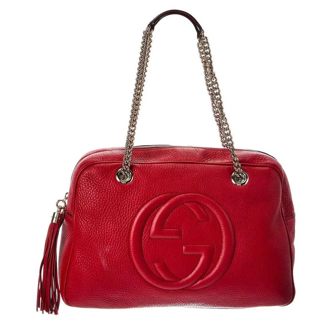 Red Leather Soho Shoulder Bag Pre-loved Women`s by Gucci