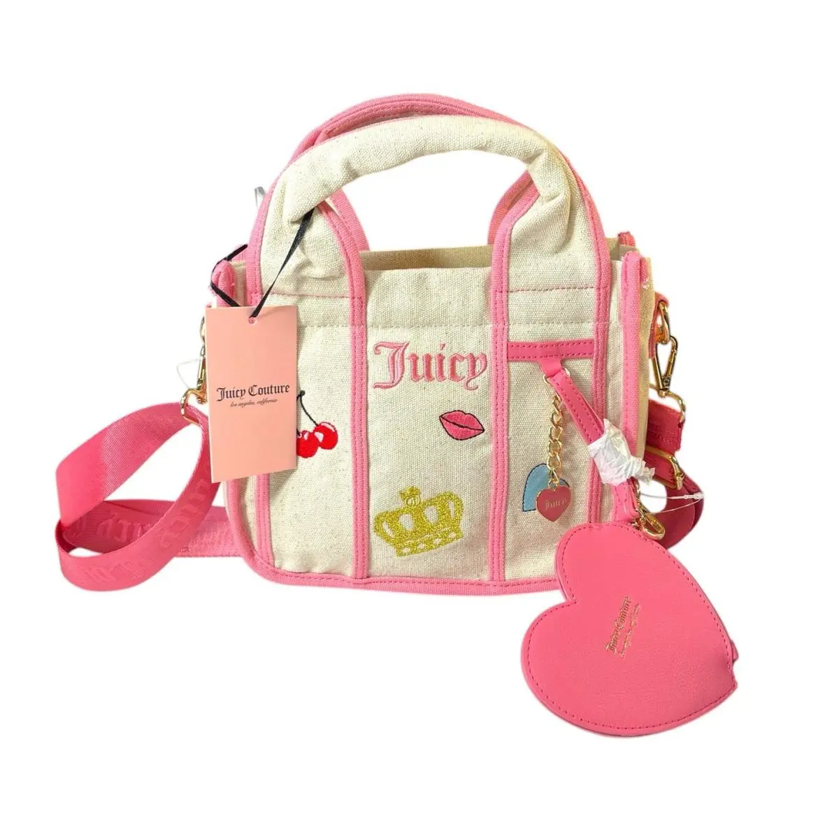 Juicy Couture Have A Juicy Day Mini Bag Y2k Cherries Crown Pink Wristlet