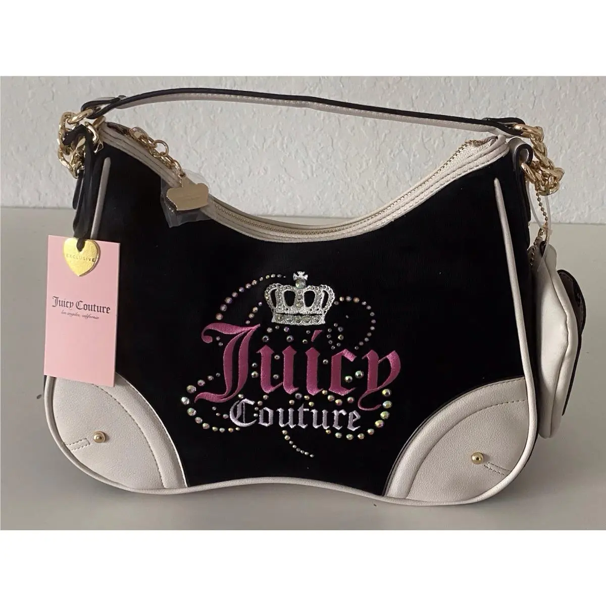 Juicy Couture Dreamy Juicy Shoulder Bag Liquorice Crystal Black Bling Viral
