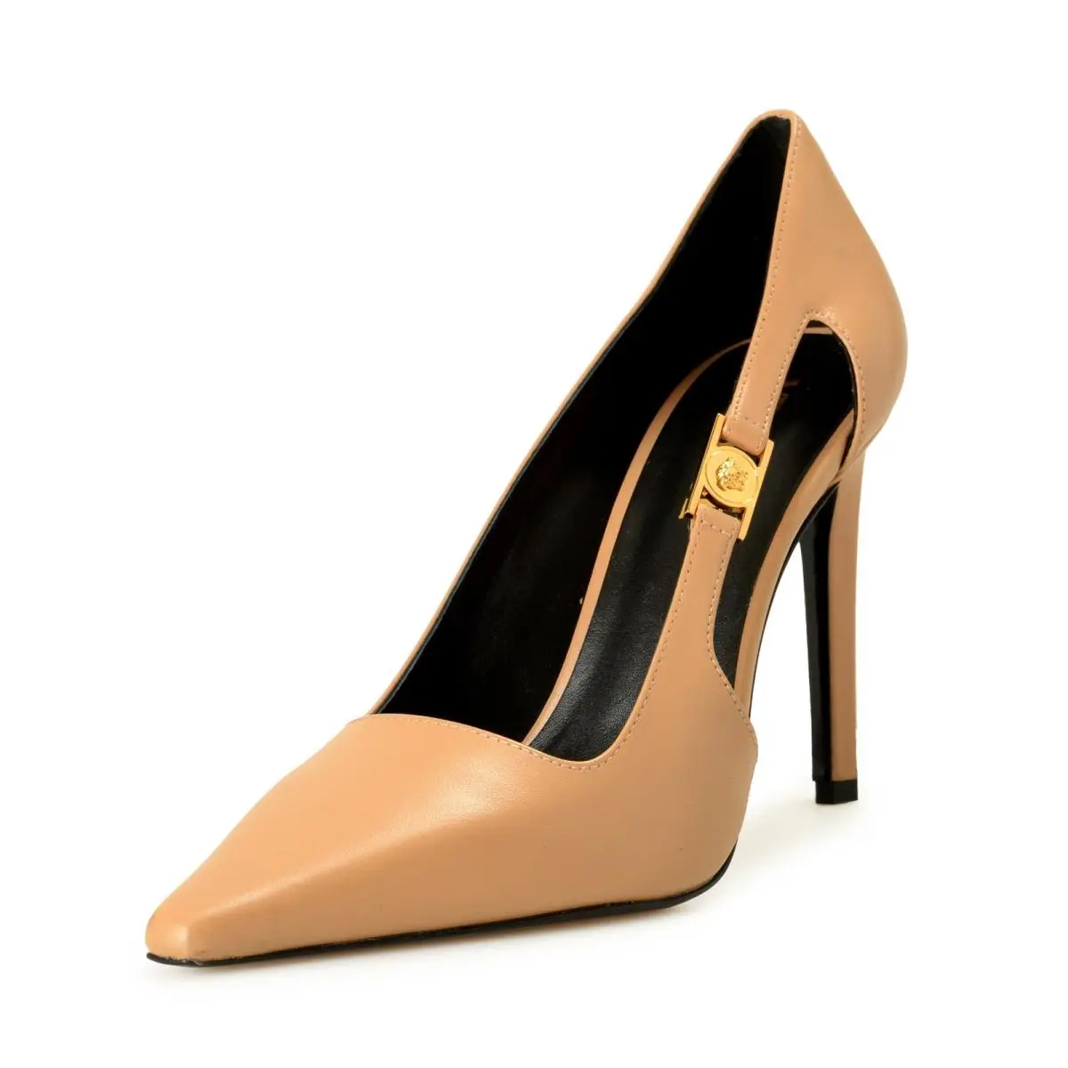 Women`s Pale Leather Heeled Pumps Shoes US 8 IT 38 by Versace