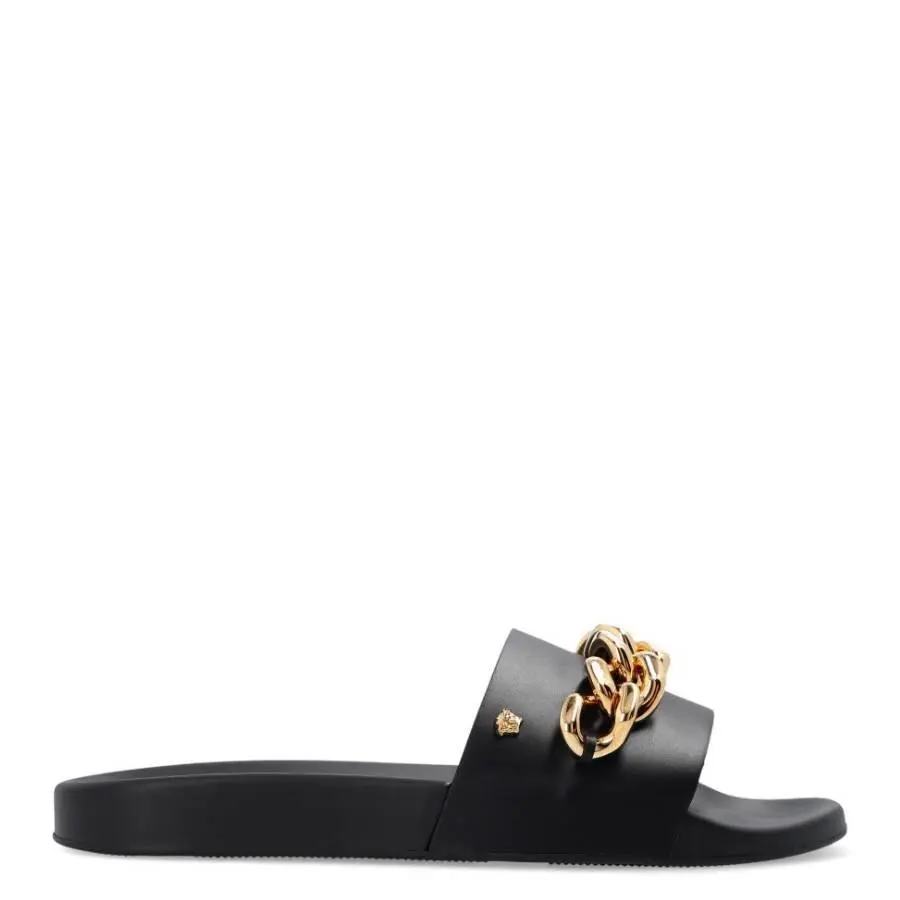 Versace Medusa Chain Leather Slides Brand Size 40 US Size 7