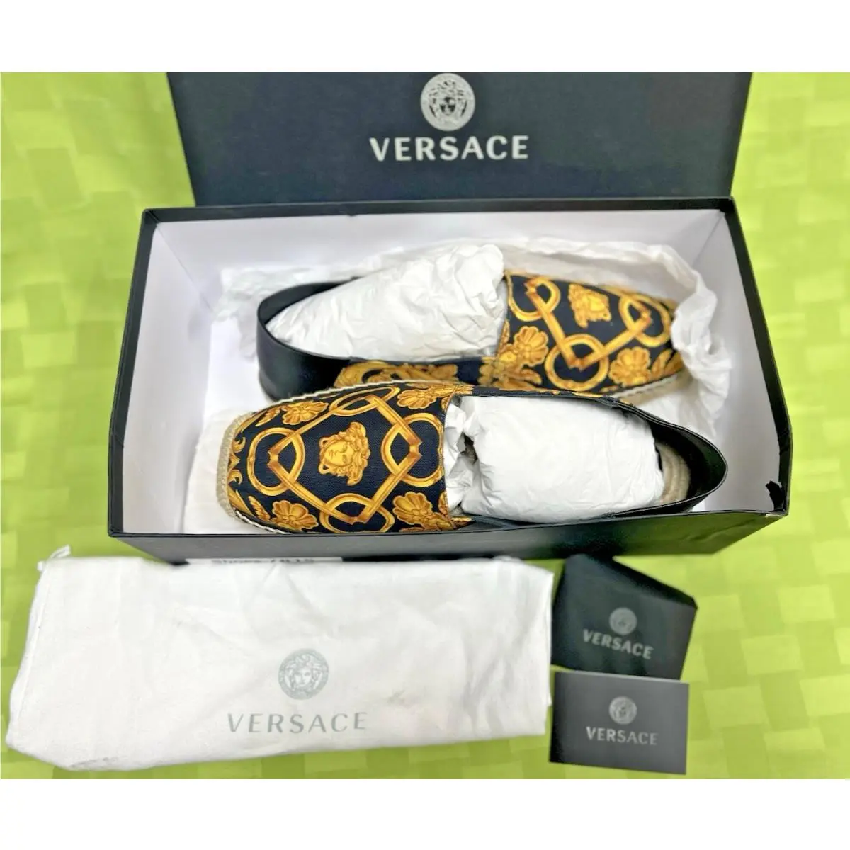 Versace Men`s St. Barocco Print Espadrilles Moccasins Loafers Shoes US 9 IT 42