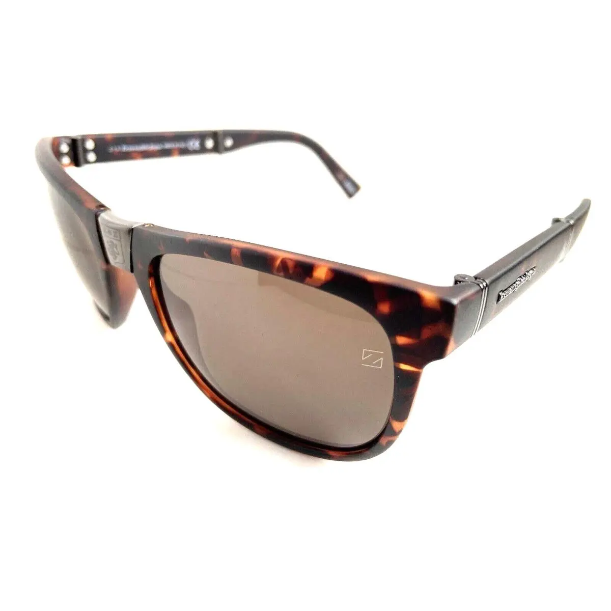 EZ 49 52J 54mm Foldable Tortoise Men`s Sunglasses by Ermenegildo Zegna