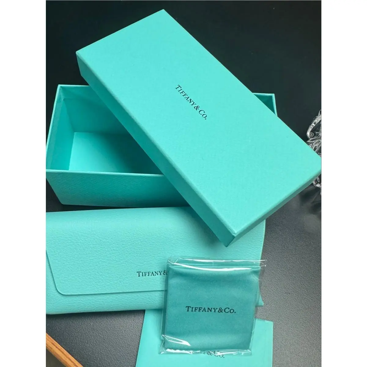 Tiffany Co. Eyewear Case Set w/ Gift Box Cleaning Cloth