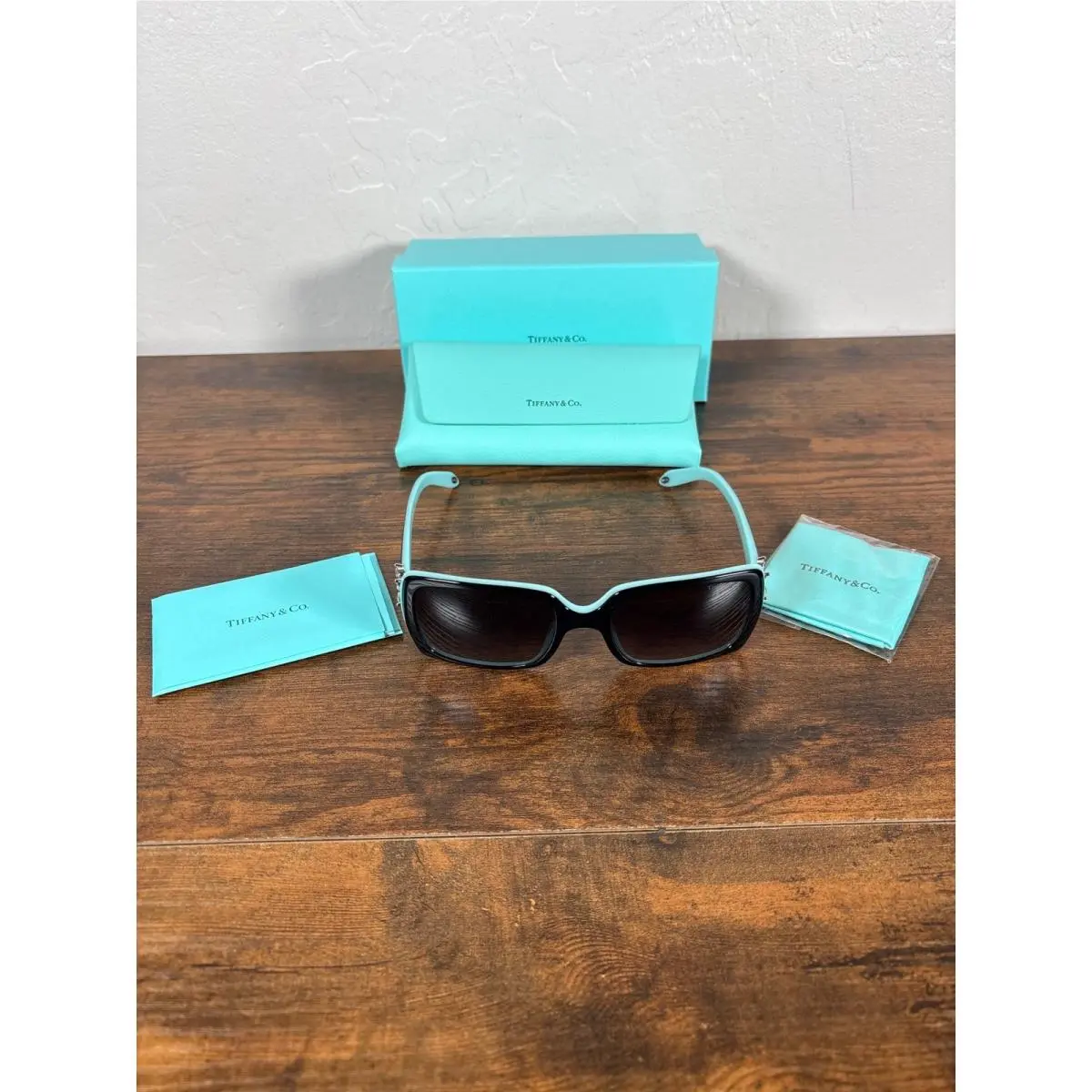 Tiffany Co TF 4047-B Black Tiffany Blue Crystal Butterfly Sunglasses Italy