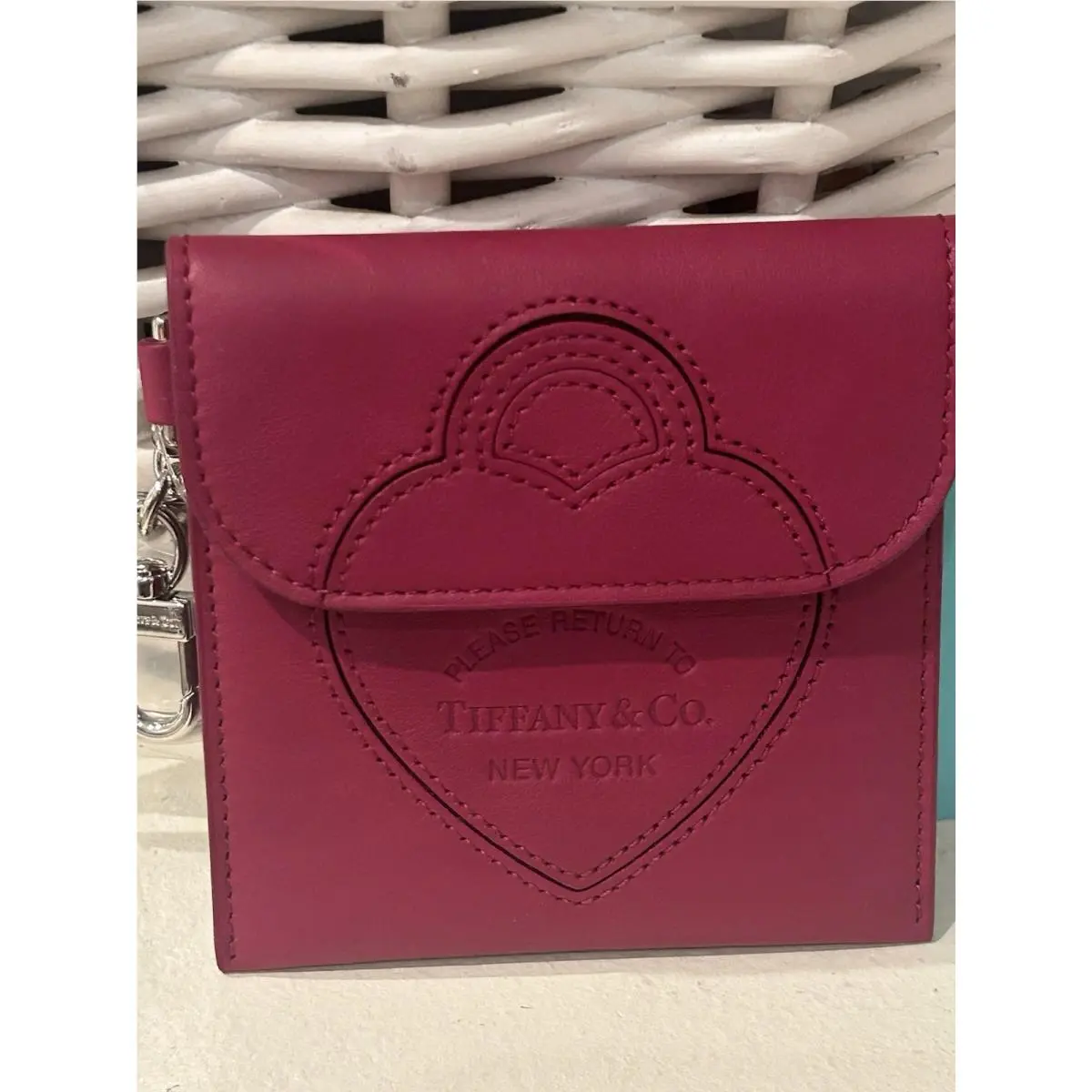 Tiffany Co. Fuchsia Leather Pouch Clutch Purse Card Holder Rare Htf Color