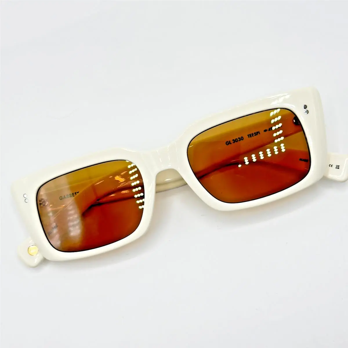 Garrett Leight Sunglasses GL3030 Teen Spirit Rectangular Frame Marigold Lens