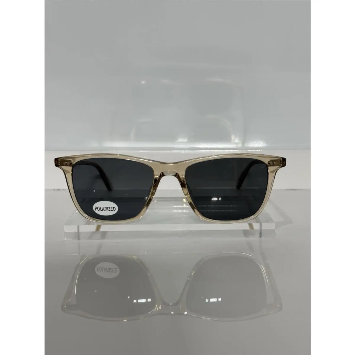 Garrett Leight Hayes Champagne Acetate Custom Polarized Gray Sunglasses