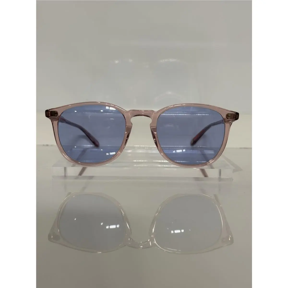 1of1 Garrett Leight Kinney Pink Acetate Custom Blue Tint Sunglasses