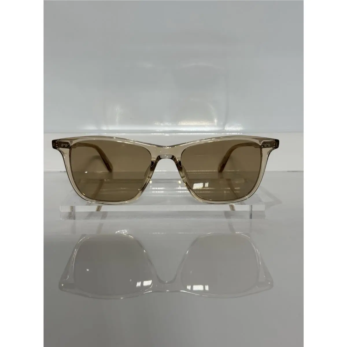 Garrett Leight Hayes Champagne Acetate Custom Medium Brown Tint Sunglasses