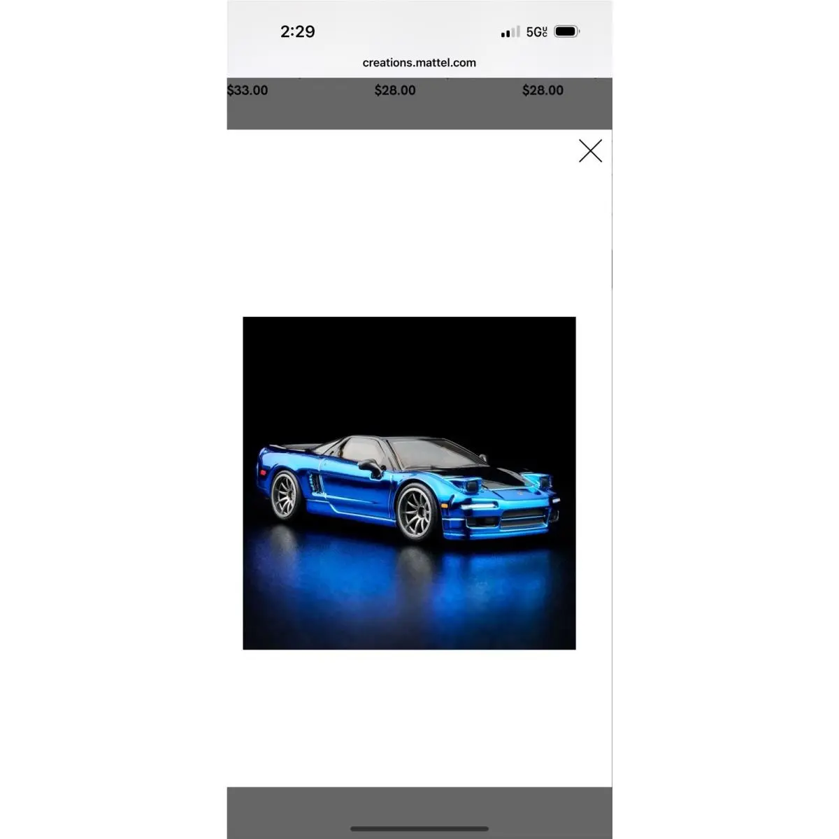 Hot Wheels Rlc Exclusive 1994 Nsx Blue Honda JJY73 2026
