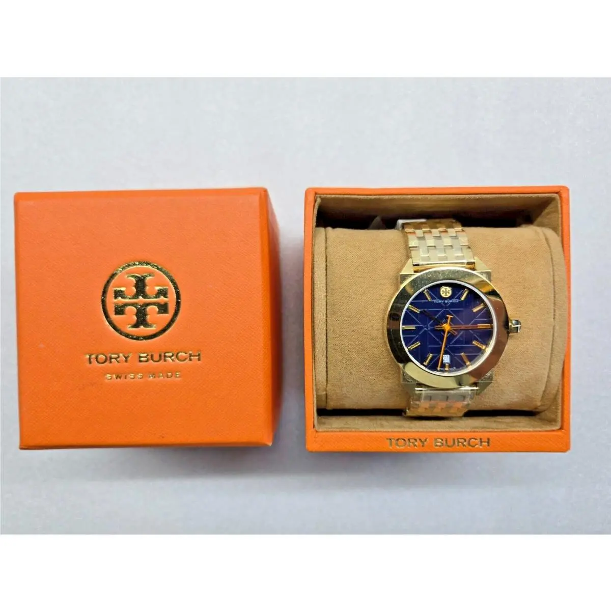 Whitney Navy Dial Date Gold-tone St. Steel Women`s Watch TB8003 by Tory Burch