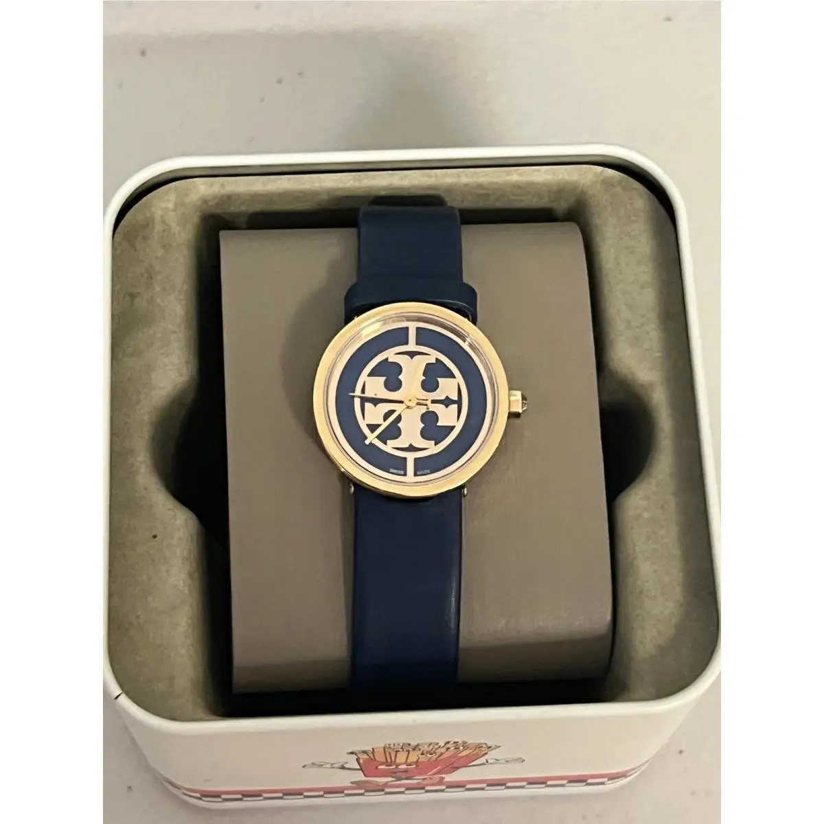 TRB4003 Reva Navy Leather Strap 28mm Swiss Watch by Tory Burch