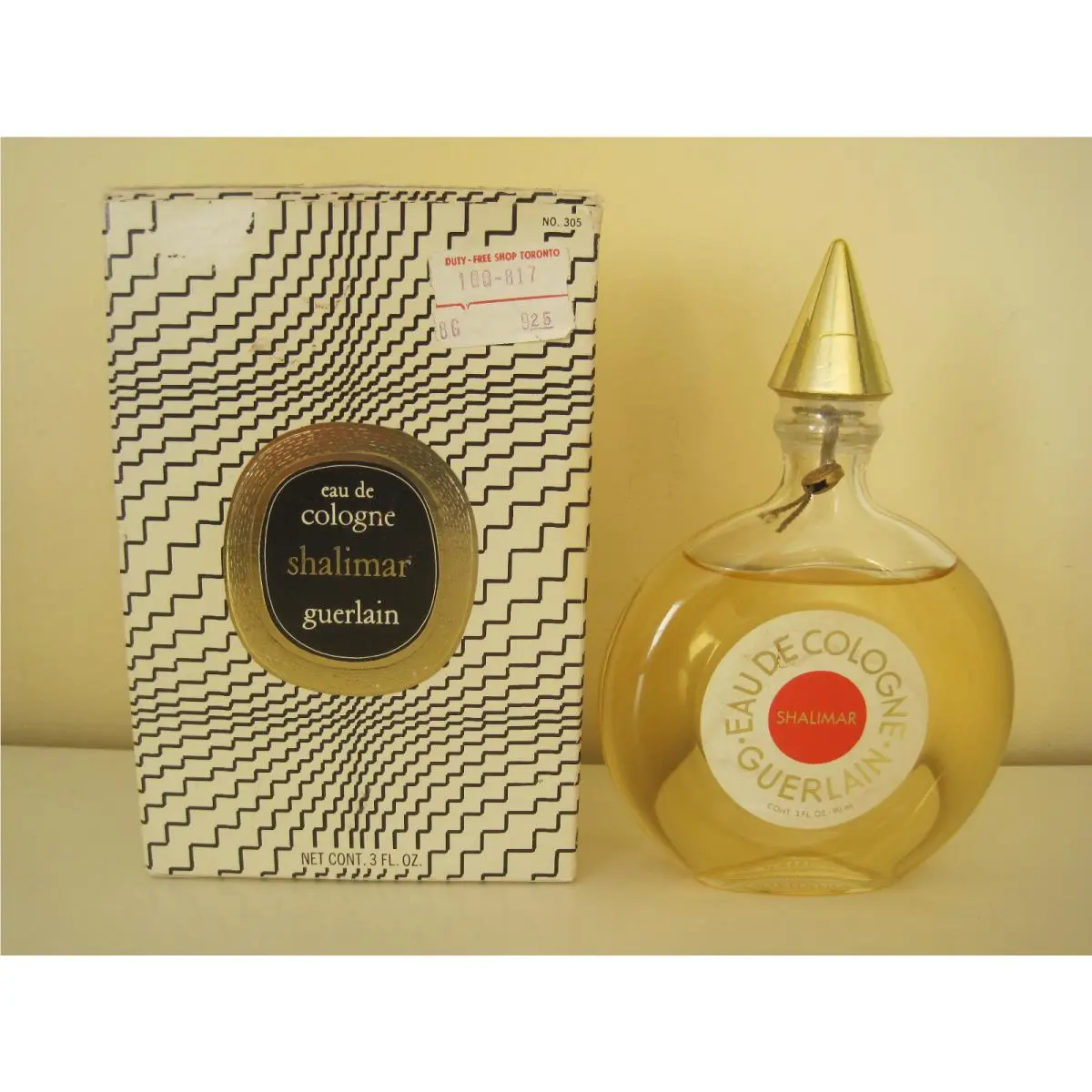 Nos Vintage Guerlain Shalimar Eau de Cologne Edt 3 Oz 90 ml France