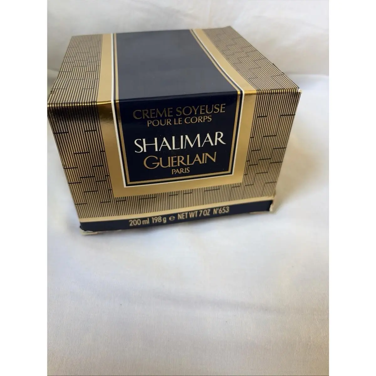 Vintage Guerlain Shalimar Silky Body Crème 7 Oz Blue Jar W/box Nos