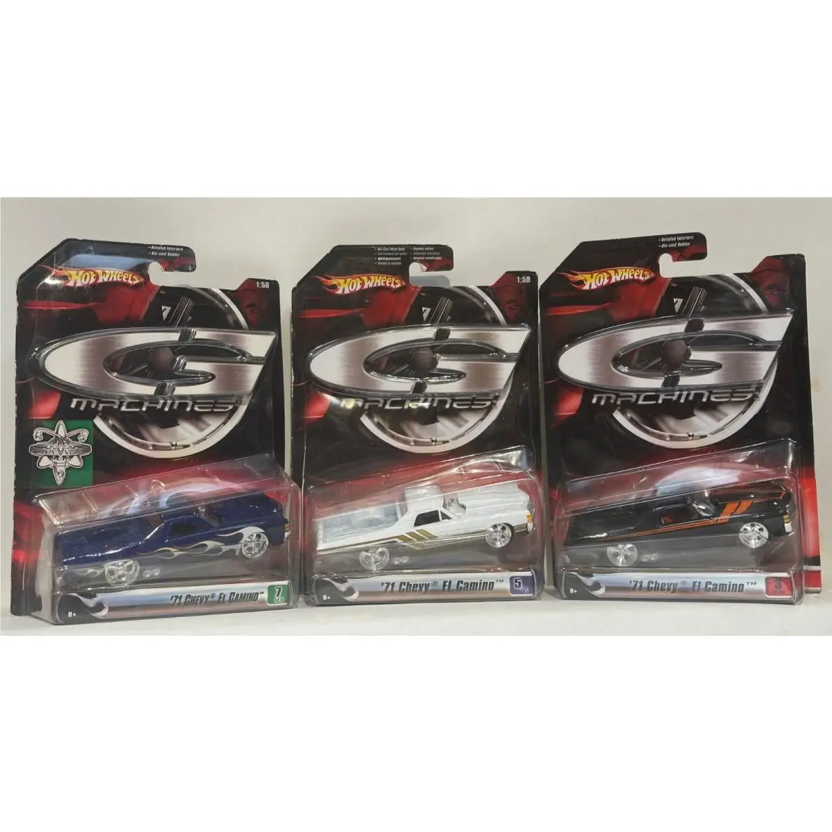 2007 Hot Wheels 1:50 Scale. G Machines `71 Chevy EL Camino Set OF 3 Variations