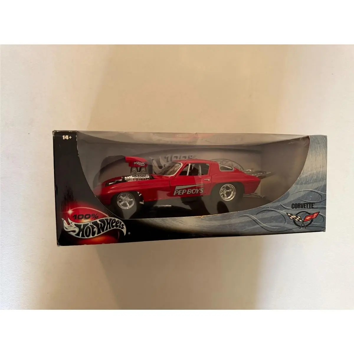 Hot Wheels 1:18 `64 Pro Street Corvette Red 80TH Anniversary Pep Boys BC8