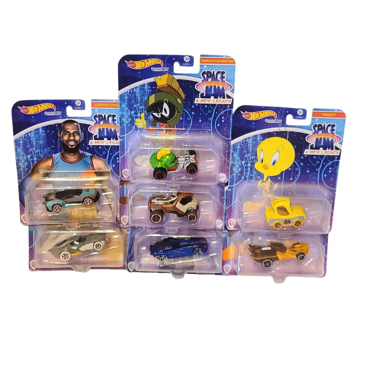 Hot Wheels Character Car Diecast Space Jam Looney Tunes WB Complete Set Lebron
