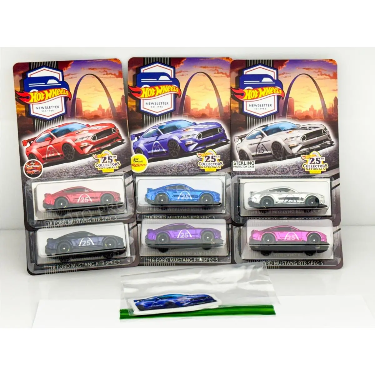 Hot Wheels 2025 25th St Louis Natls Newsletter Set 18 Ford Mustang Rtr Set of 6