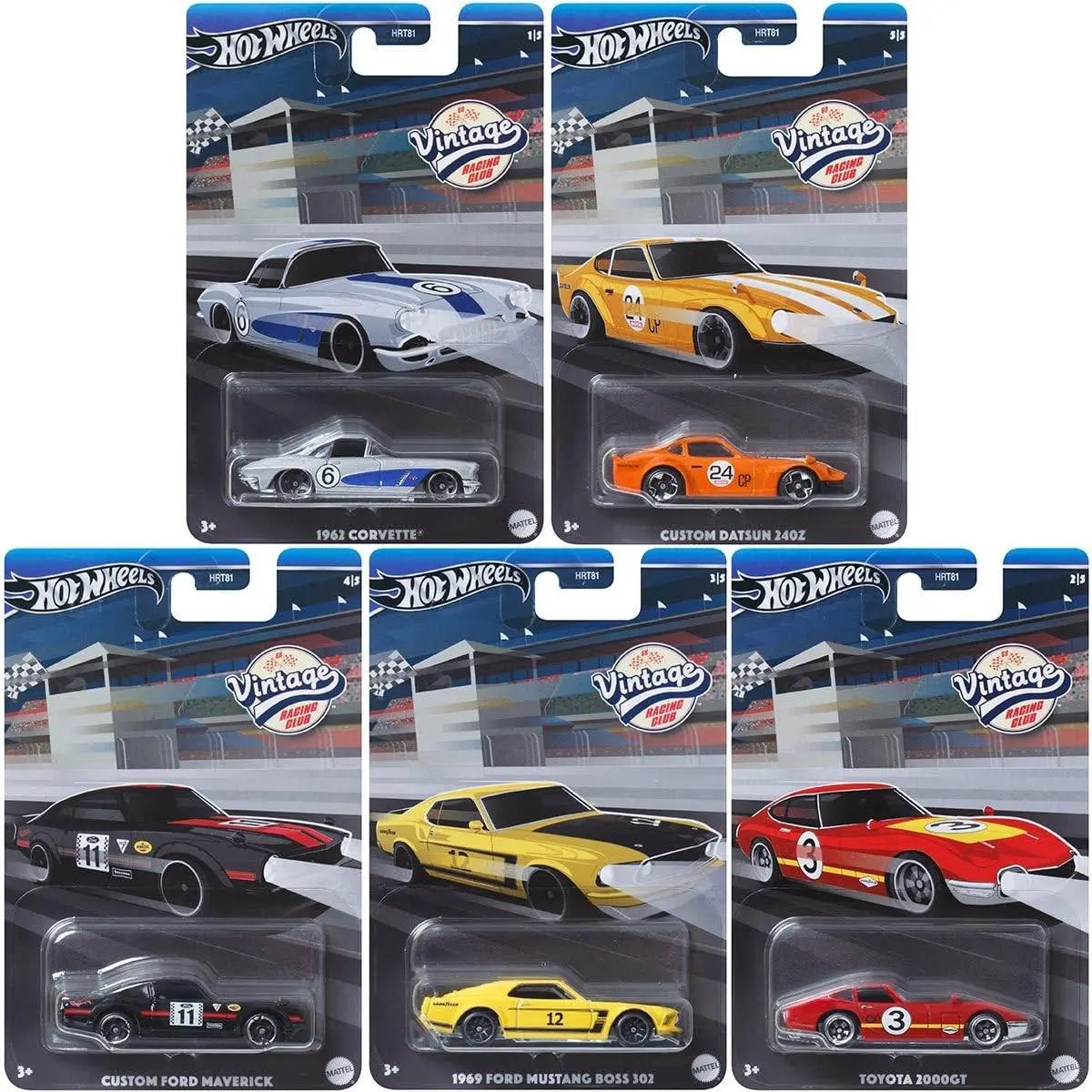 Hot Wheels 2024 Vintage Racing Club – Complete Bundle of 5 Die‑cast Vehicles