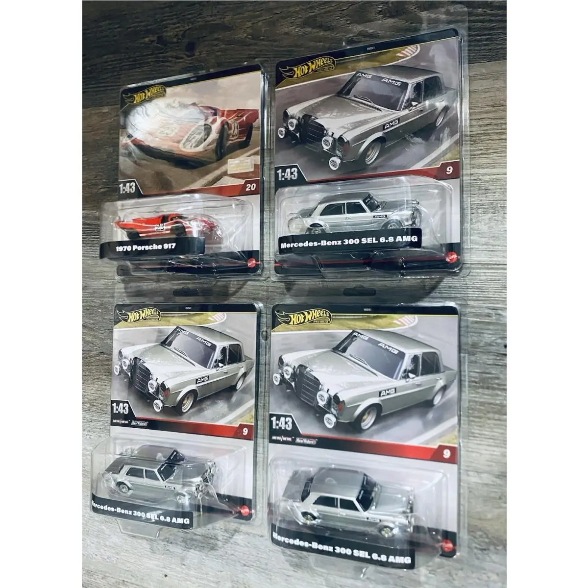 Hot Wheels Premium 1:43 1970 Porsche 917 Mercedes Bens 300 Sel 6.8 Amg 4 Pack