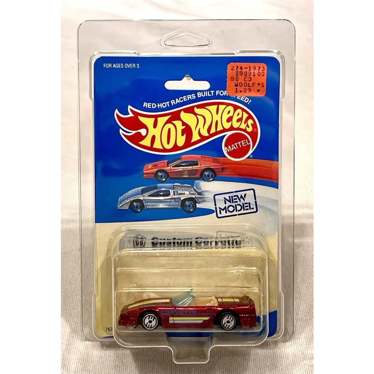 Error 1989 Hot Wheels Custom Corvette Convert Experimental Card Small Rear Tires