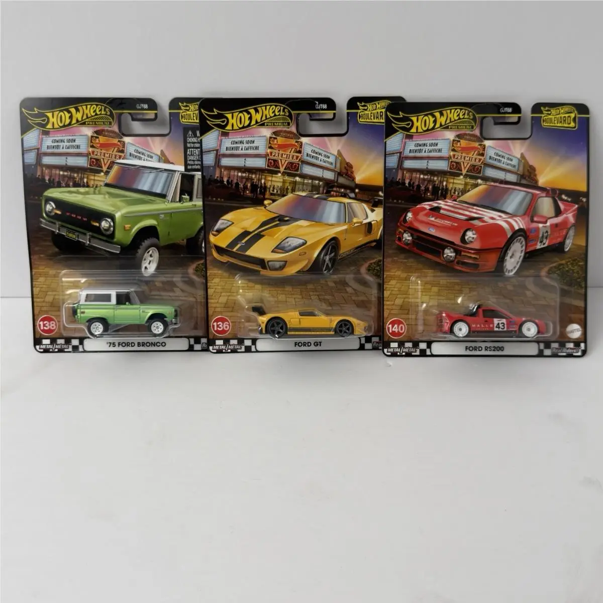 Hot Wheels Premium Boulevard Ford RS200 140 `75 Ford Bronco 138 Ford GT 136