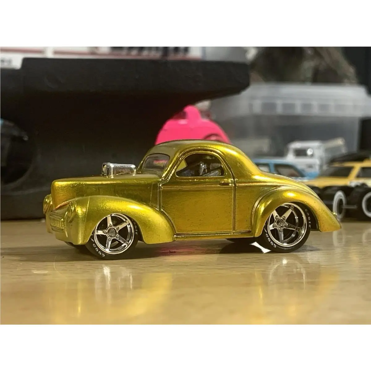 Hot Wheels Zinc Plated Candy Gold Custom `41 Willys Hot Rod with Wheel Swap