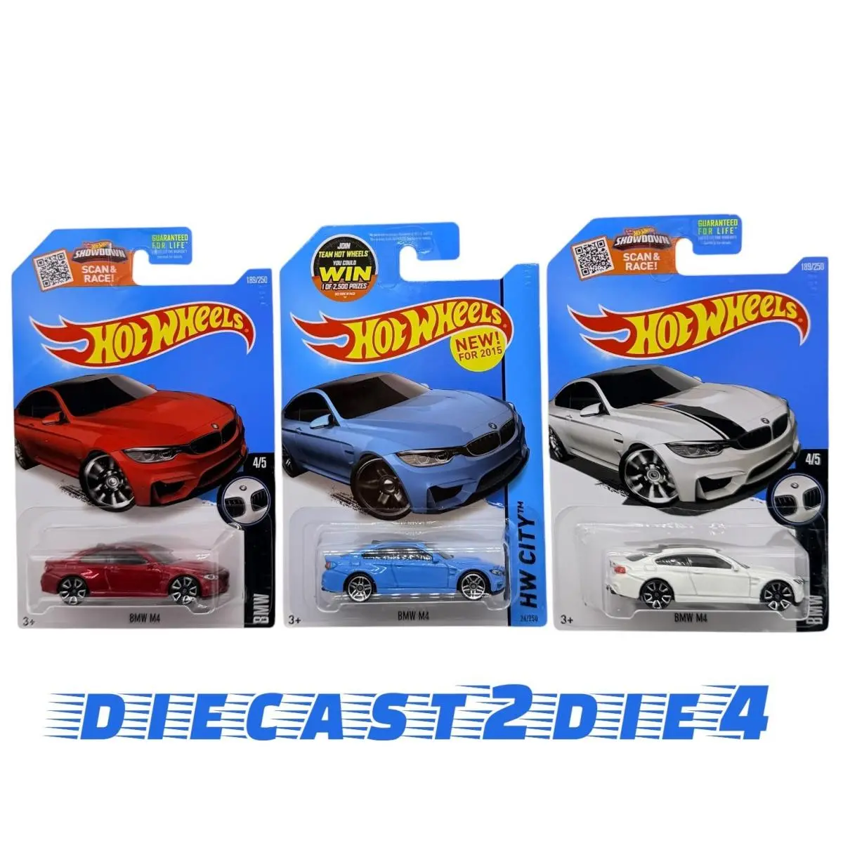 New/sealed Hot Wheels Bmw M4 Set of 3 Red White and Blue