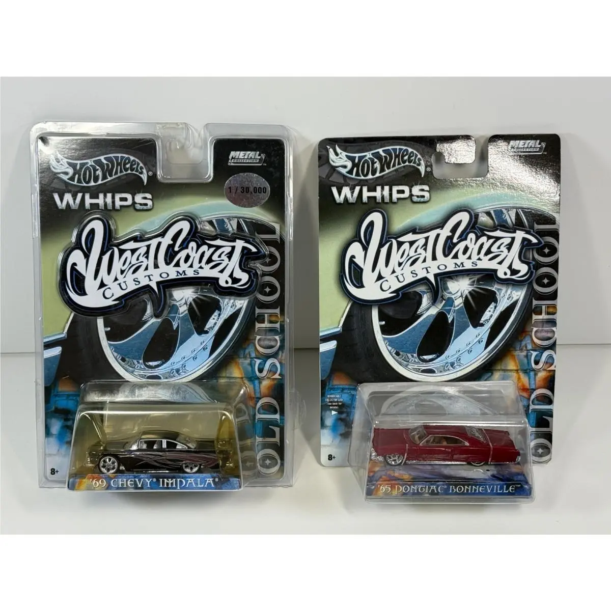 Hot Wheels Whips West Coast Customs `69 Chevy Impala `65 Pontiac Bonneville